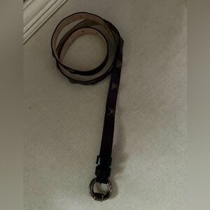 Hyde collection purple leather belt with pewter pyramid studs S